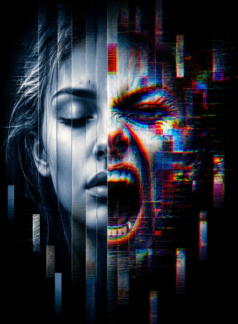 Original artwork with a solid black background